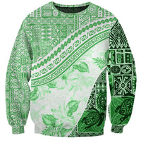 Hawaiian Tapa Sweatshirt Traditional Vintage Pattern Green LT05 Unisex Green - Polynesian Pride