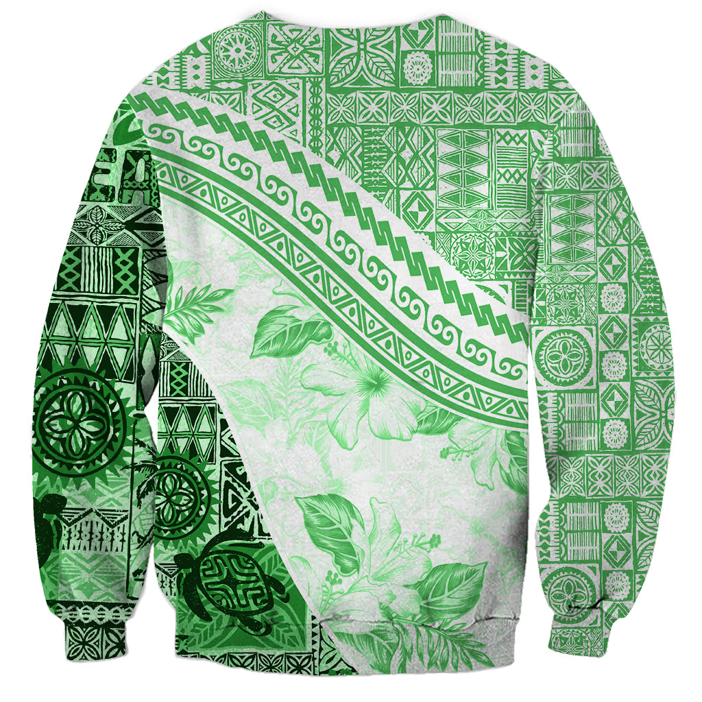 Hawaiian Tapa Sweatshirt Traditional Vintage Pattern Green LT05 - Polynesian Pride