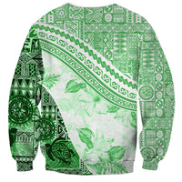 Hawaiian Tapa Sweatshirt Traditional Vintage Pattern Green LT05 - Polynesian Pride