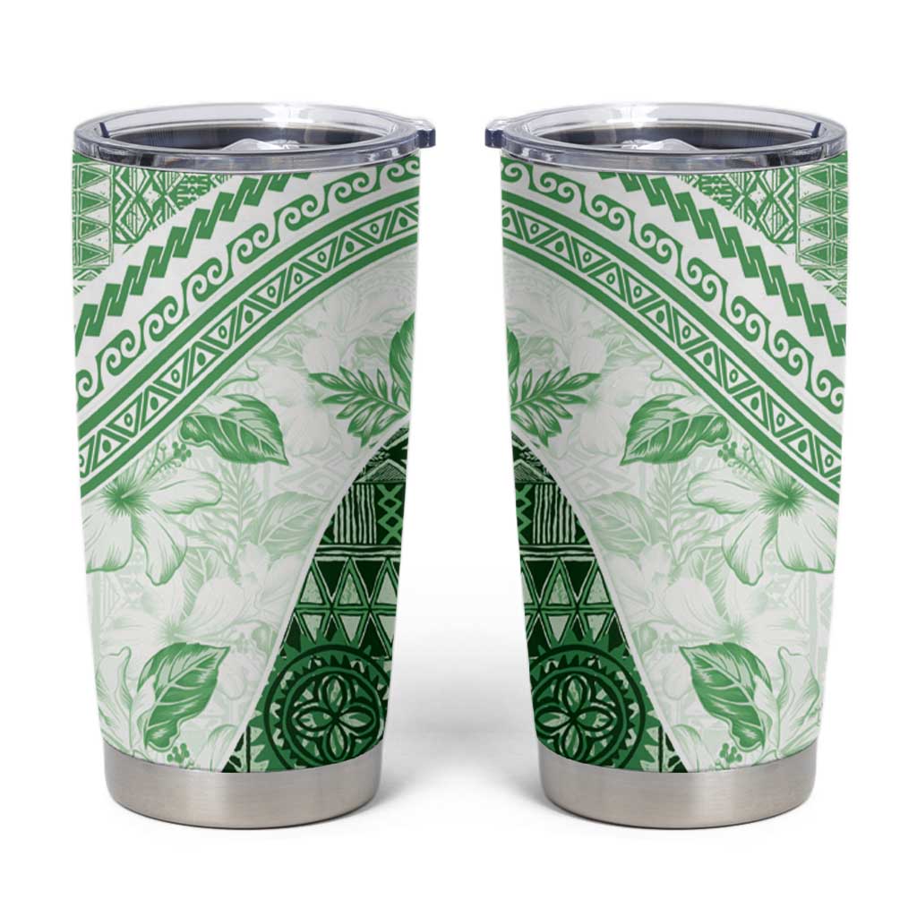 Hawaiian Tapa Tumbler Cup Traditional Vintage Pattern Green LT05 Green - Polynesian Pride