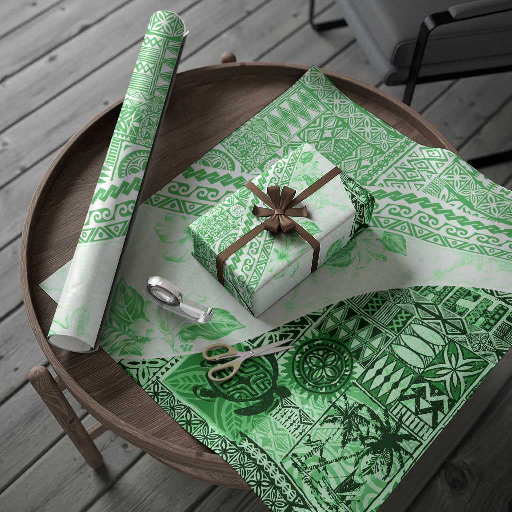 Hawaiian Tapa Wrapping Paper Traditional Vintage Pattern Green LT05 - Polynesian Pride