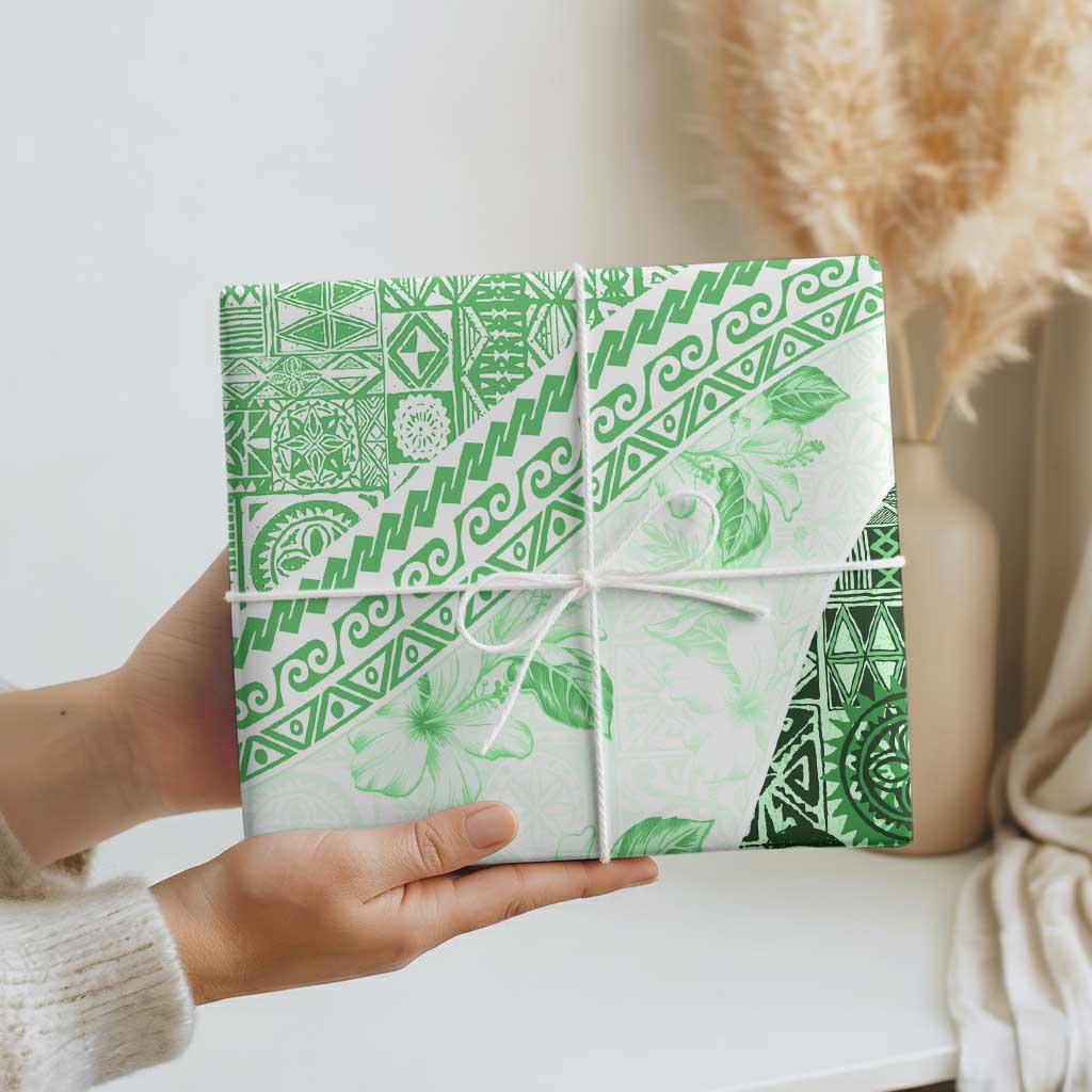 Hawaiian Tapa Wrapping Paper Traditional Vintage Pattern Green LT05 - Polynesian Pride