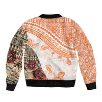 Hawaiian Tapa Bomber Jacket Traditional Vintage Pattern Orange LT05 - Polynesian Pride