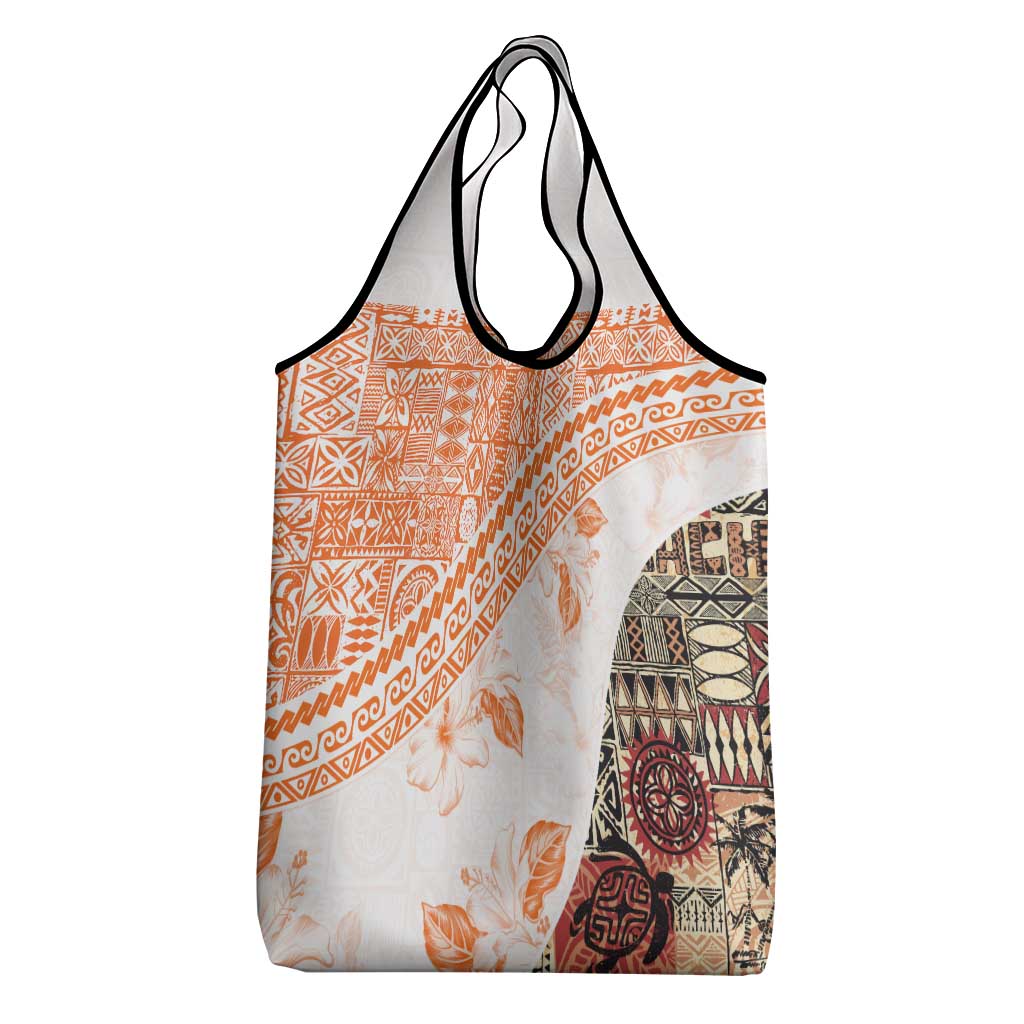 Hawaiian Tapa Grocery Bag Traditional Vintage Pattern Orange LT05 - Polynesian Pride