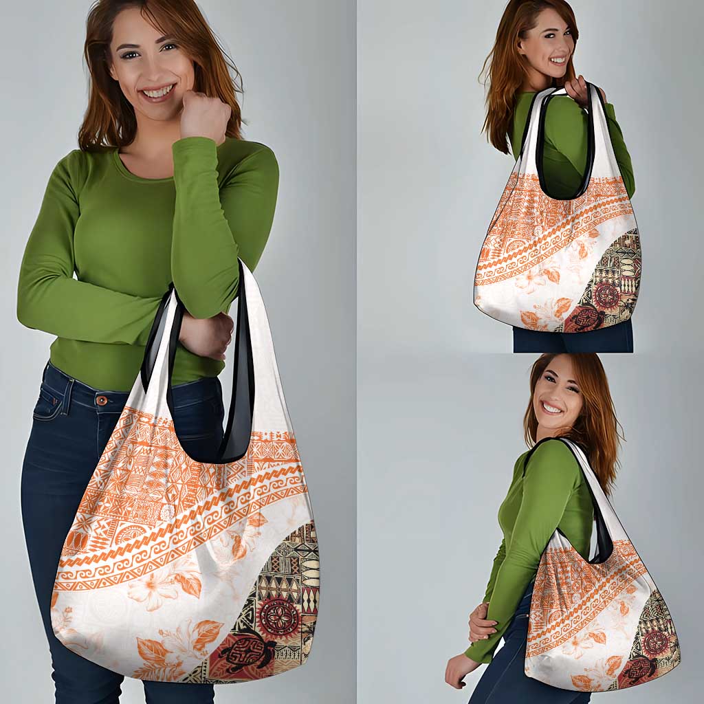 Hawaiian Tapa Grocery Bag Traditional Vintage Pattern Orange LT05 - Polynesian Pride