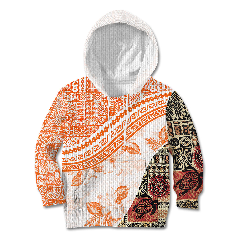 Hawaiian Tapa Kid Hoodie Traditional Vintage Pattern Orange LT05 Orange - Polynesian Pride