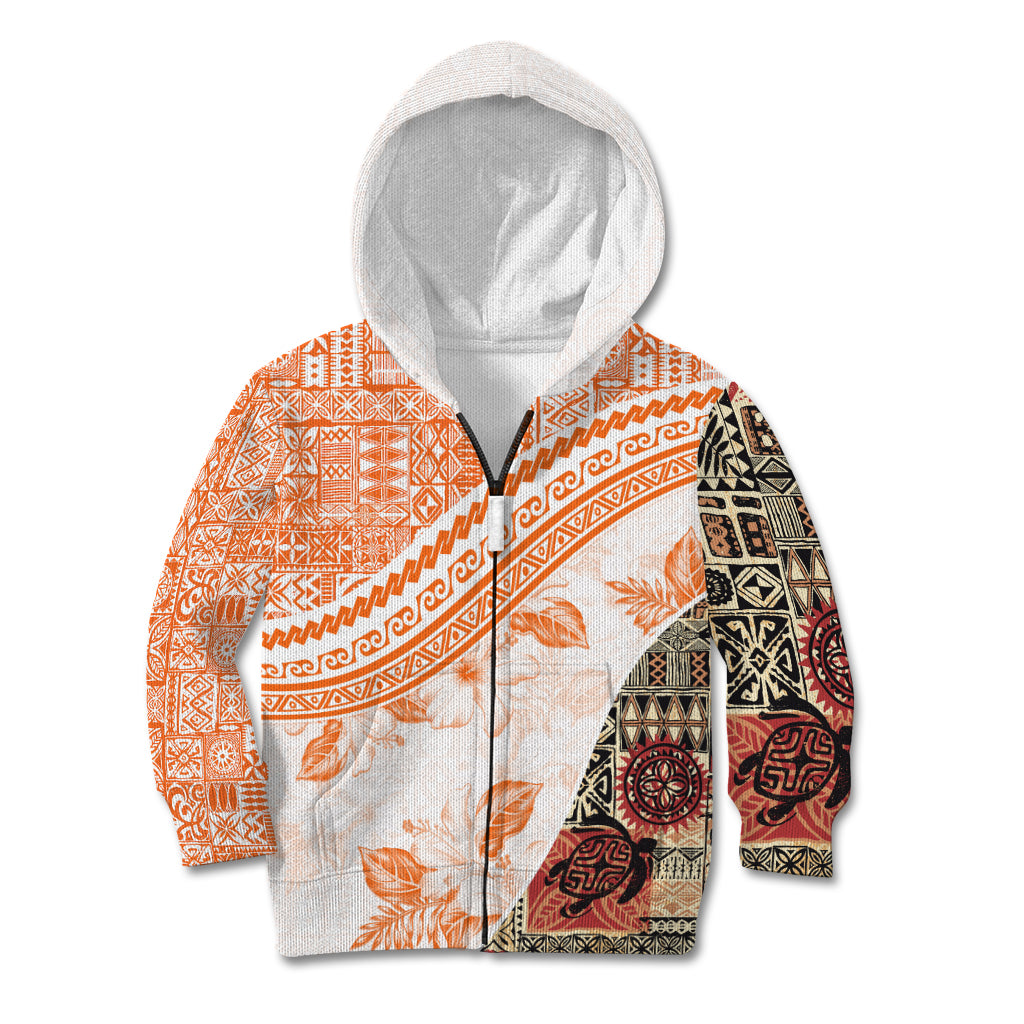 Hawaiian Tapa Kid Hoodie Traditional Vintage Pattern Orange LT05 - Polynesian Pride