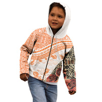 Hawaiian Tapa Kid Hoodie Traditional Vintage Pattern Orange LT05 - Polynesian Pride
