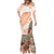 Hawaiian Tapa Mermaid Dress Traditional Vintage Pattern Orange LT05 - Polynesian Pride