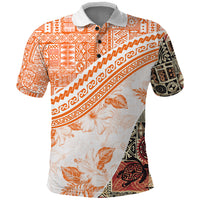 Hawaiian Tapa Polo Shirt Traditional Vintage Pattern Orange LT05 Orange - Polynesian Pride