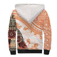 Hawaiian Tapa Sherpa Hoodie Traditional Vintage Pattern Orange LT05 - Polynesian Pride
