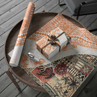 Hawaiian Tapa Wrapping Paper Traditional Vintage Pattern Orange LT05 - Polynesian Pride