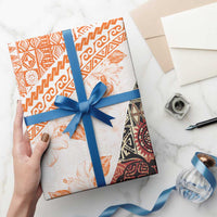 Hawaiian Tapa Wrapping Paper Traditional Vintage Pattern Orange LT05 - Polynesian Pride