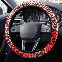 Hawaiian Tapa Steering Wheel Cover Traditional Vintage Pattern Red LT05 - Polynesian Pride