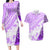 Hawaiian Tapa Couples Matching Long Sleeve Bodycon Dress and Hawaiian Shirt Traditional Vintage Pattern Violet LT05 Violet - Polynesian Pride