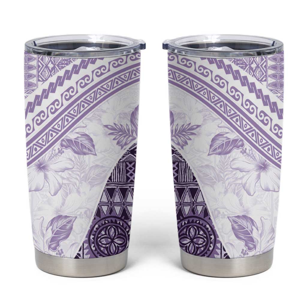 Hawaiian Tapa Tumbler Cup Traditional Vintage Pattern Violet LT05 Violet - Polynesian Pride