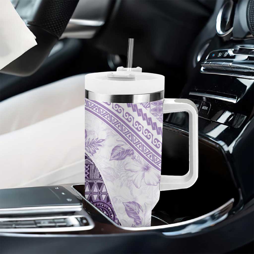 Hawaiian Tapa Tumbler With Handle Traditional Vintage Pattern Violet LT05 - Polynesian Pride