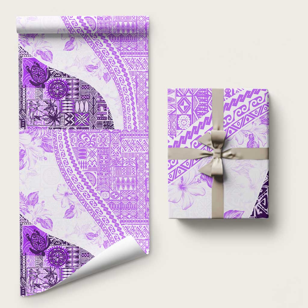 Hawaiian Tapa Wrapping Paper Traditional Vintage Pattern Violet LT05 58" × 23" Violet - Polynesian Pride