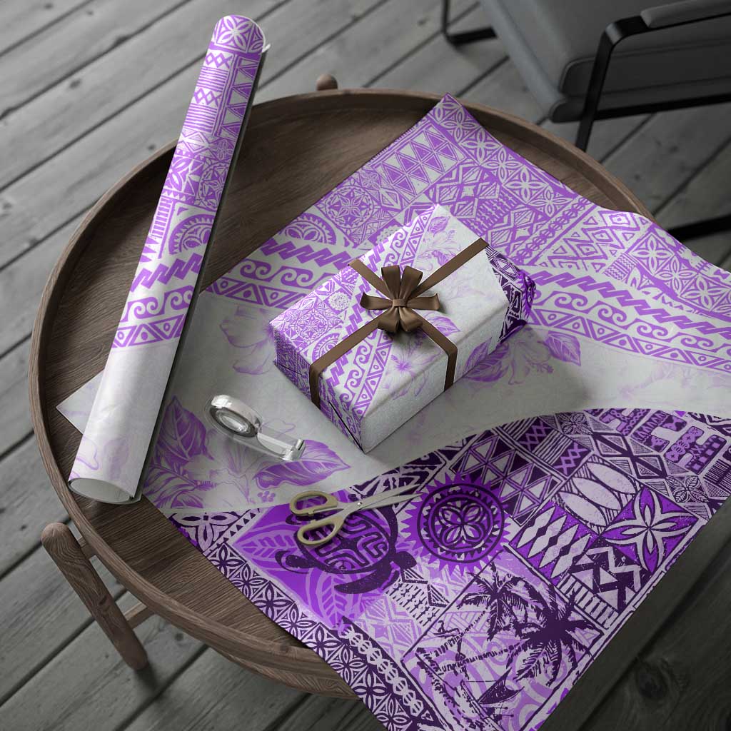 Hawaiian Tapa Wrapping Paper Traditional Vintage Pattern Violet LT05 - Polynesian Pride