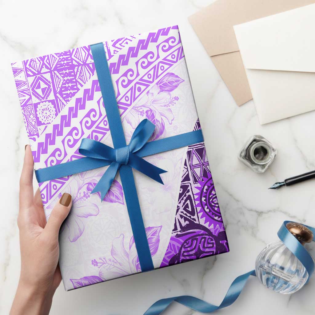 Hawaiian Tapa Wrapping Paper Traditional Vintage Pattern Violet LT05 - Polynesian Pride
