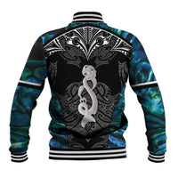 New Zealand Aotearoa Baseball Jacket Maori Taniwha Paua Shell LT05 - Polynesian Pride