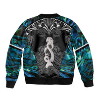 New Zealand Aotearoa Bomber Jacket Maori Taniwha Paua Shell LT05 - Polynesian Pride