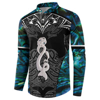 New Zealand Aotearoa Button Sweatshirt Maori Taniwha Paua Shell LT05 - Polynesian Pride