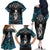 New Zealand Aotearoa Family Matching Off The Shoulder Long Sleeve Dress and Hawaiian Shirt Maori Taniwha Paua Shell