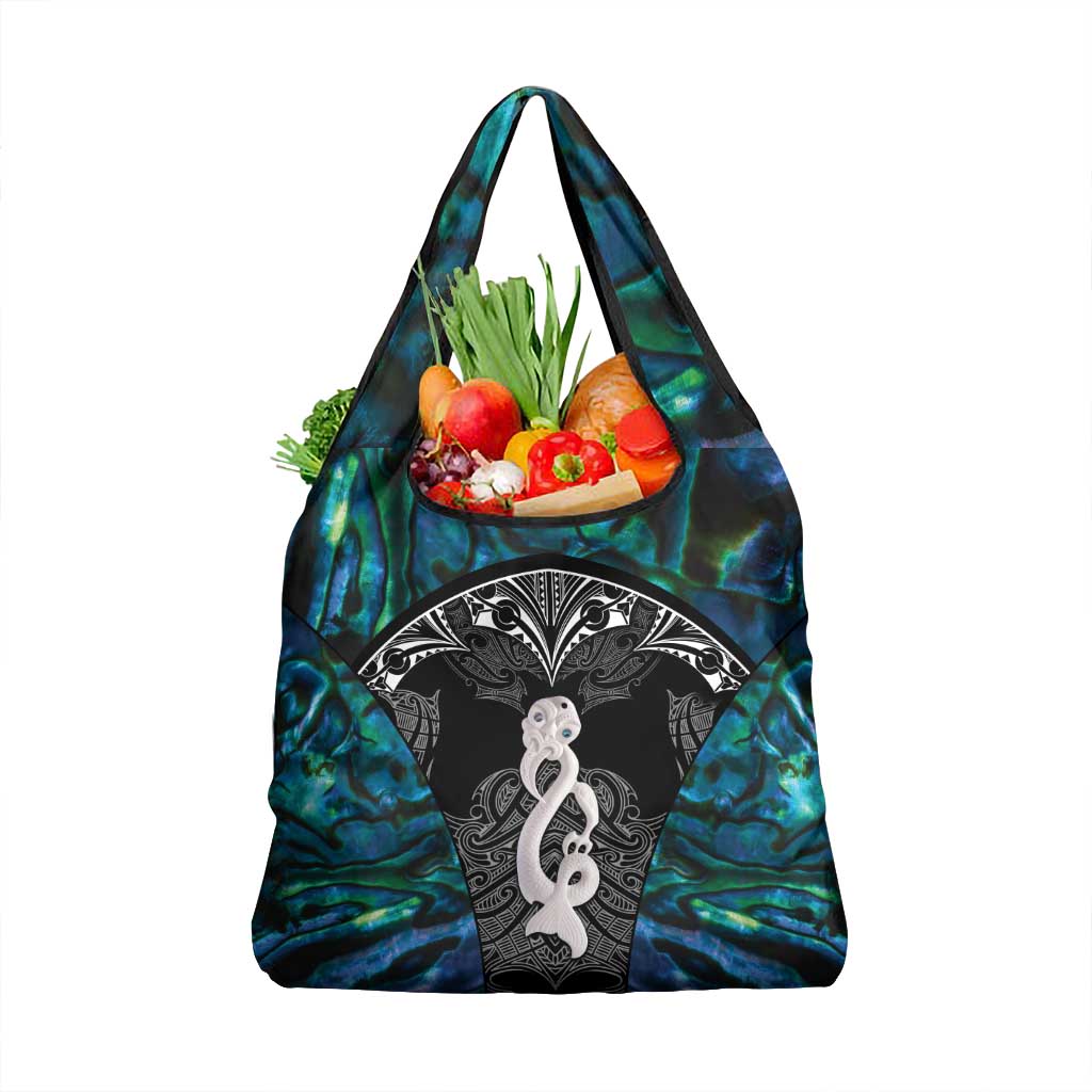 New Zealand Aotearoa Grocery Bag Maori Taniwha Paua Shell LT05 1-pack One Size Black - Polynesian Pride