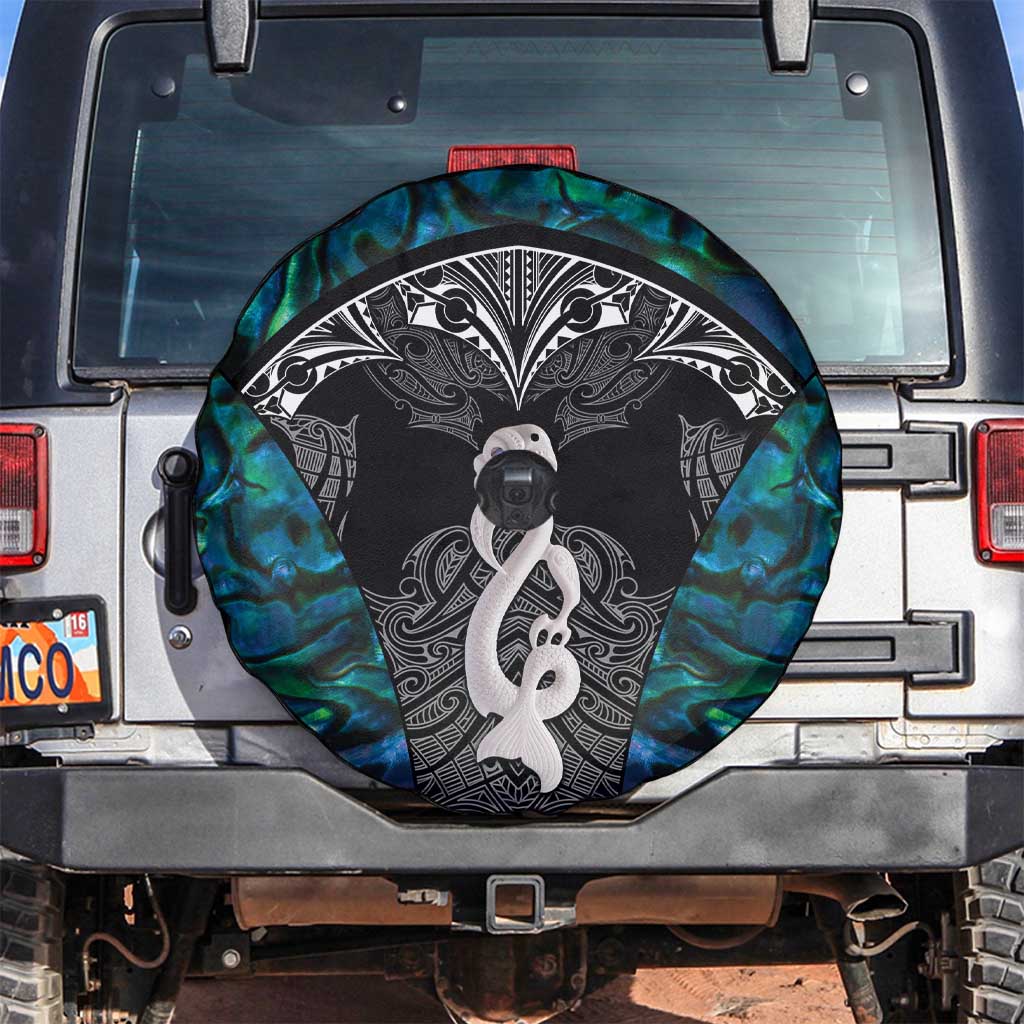 New Zealand Aotearoa Spare Tire Cover Maori Taniwha Paua Shell