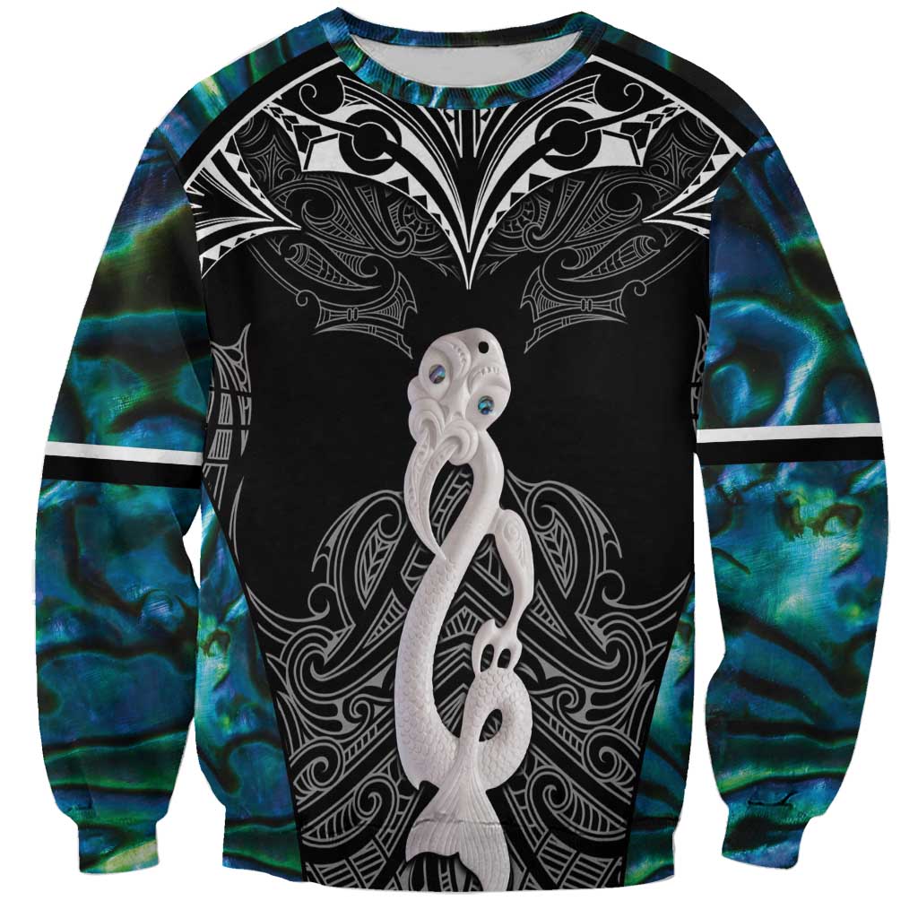 New Zealand Aotearoa Sweatshirt Maori Taniwha Paua Shell LT05 Unisex Black - Polynesian Pride