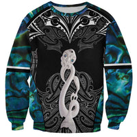 New Zealand Aotearoa Sweatshirt Maori Taniwha Paua Shell LT05 Unisex Black - Polynesian Pride
