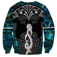 New Zealand Aotearoa Sweatshirt Maori Taniwha Paua Shell LT05 - Polynesian Pride