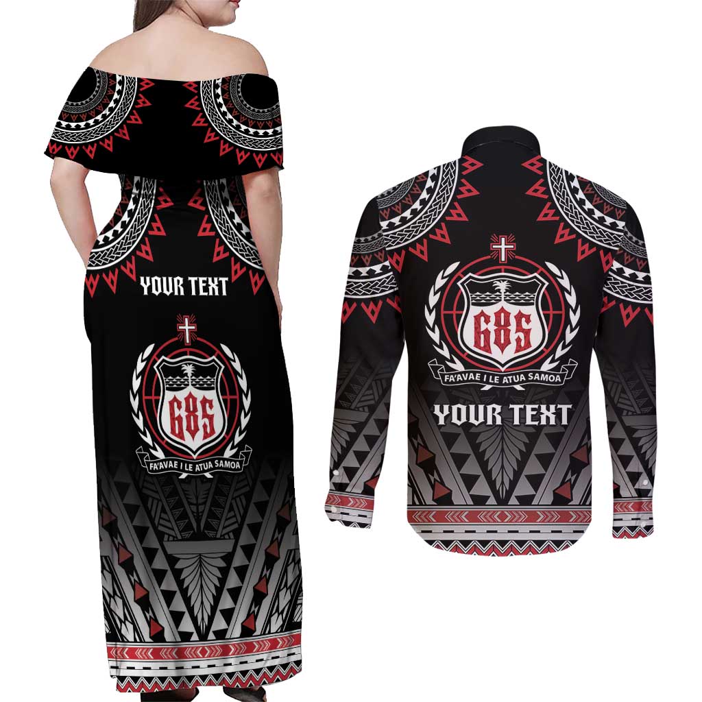 Personalised Samoa Black Saturday Couples Matching Off Shoulder Maxi Dress and Long Sleeve Button Shirt Samoa For Samoans LT05 - Polynesian Pride