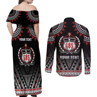 Personalised Samoa Black Saturday Couples Matching Off Shoulder Maxi Dress and Long Sleeve Button Shirt Samoa For Samoans LT05 - Polynesian Pride