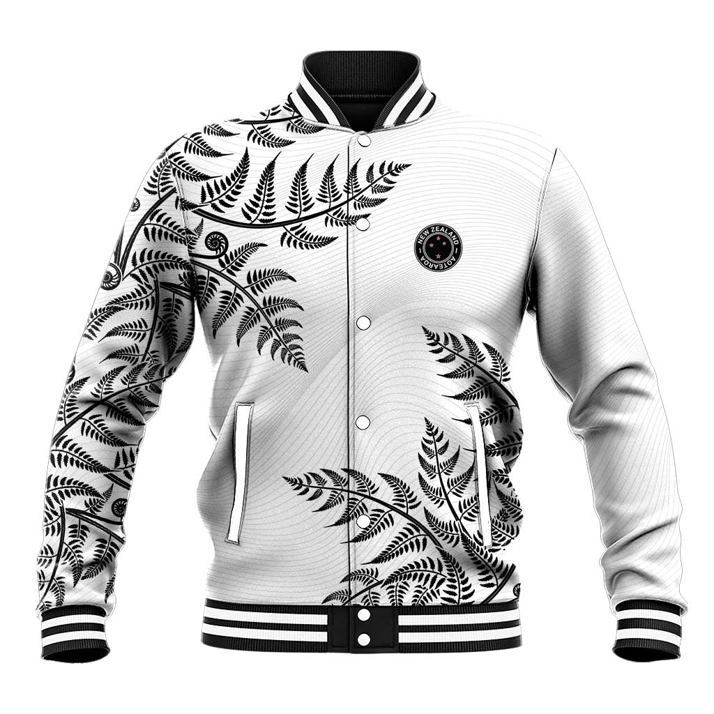 Custom New Zealand Football Baseball Jacket Aotearoa Pride LT05 Unisex White - Polynesian Pride