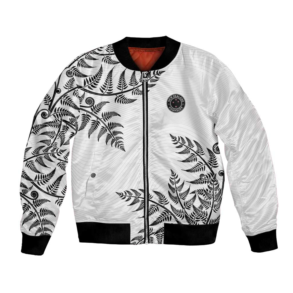 Custom New Zealand Football Bomber Jacket Aotearoa Pride LT05 Unisex White - Polynesian Pride