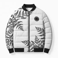 Custom New Zealand Football Bomber Puffer Jacket Aotearoa Pride LT05 Unisex White - Polynesian Pride