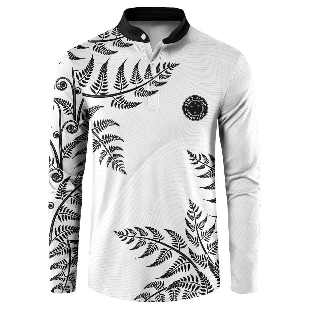 Custom New Zealand Football Button Sweatshirt Aotearoa Pride LT05 White - Polynesian Pride