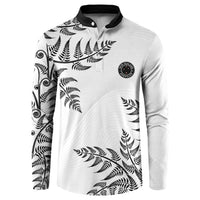 Custom New Zealand Football Button Sweatshirt Aotearoa Pride LT05 White - Polynesian Pride