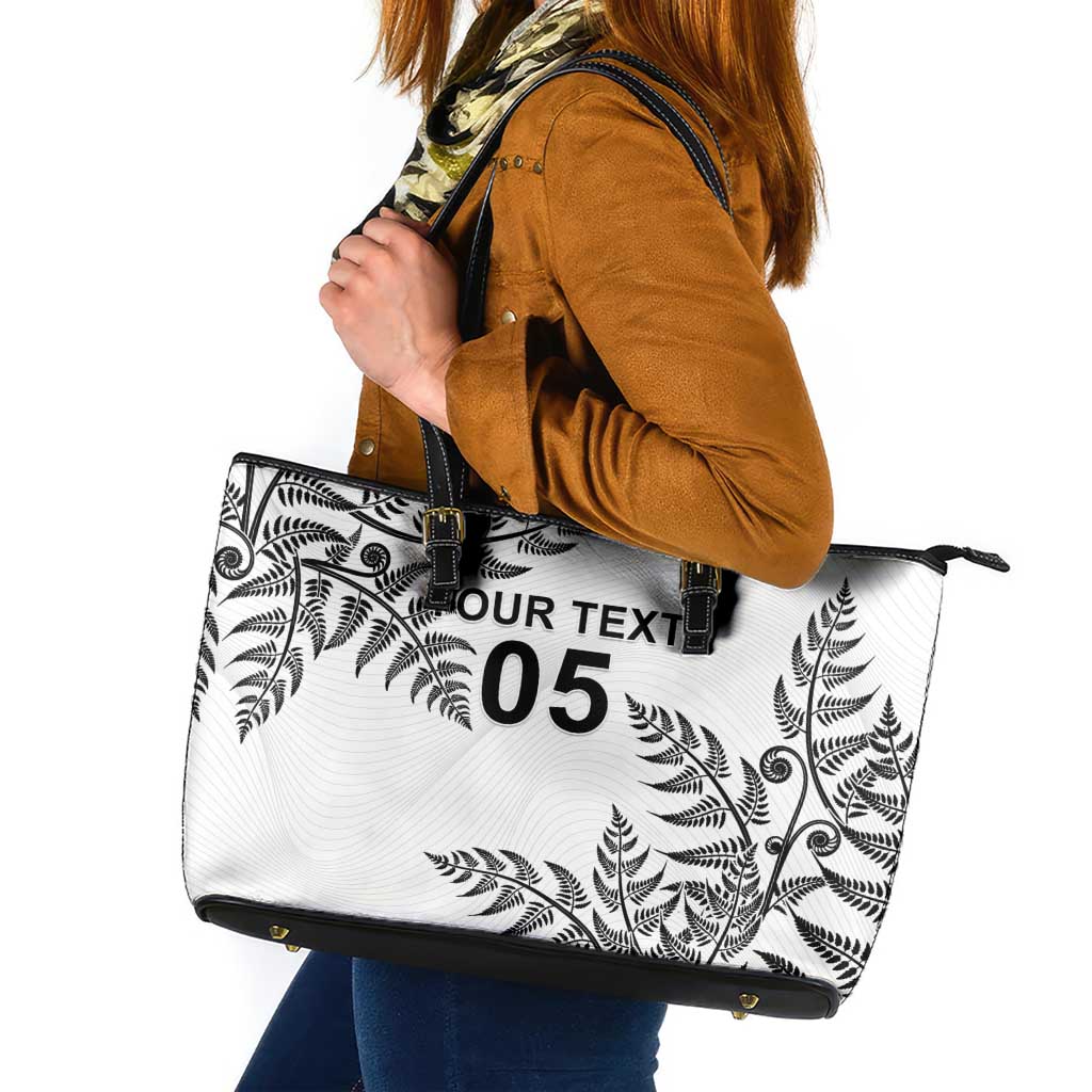 Custom New Zealand Football Leather Tote Bag Aotearoa Pride LT05 White - Polynesian Pride