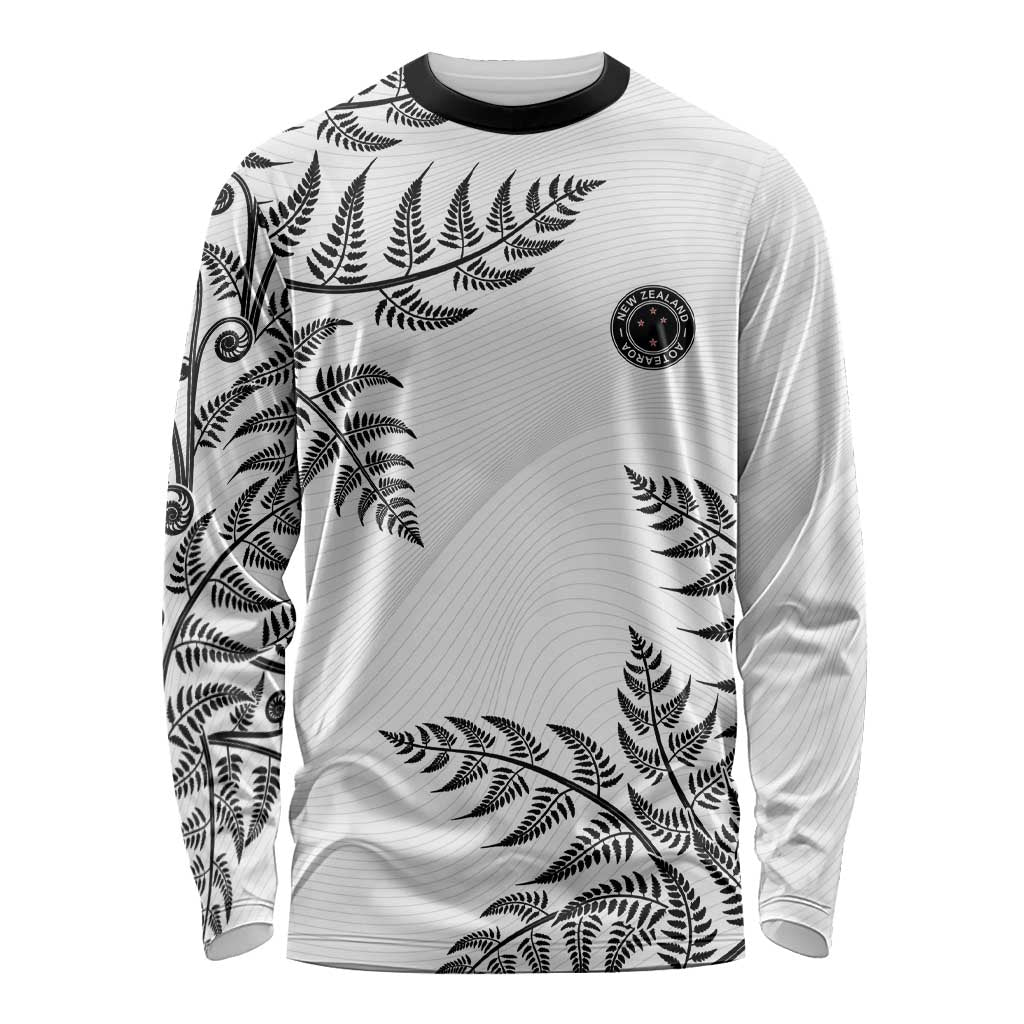 Custom New Zealand Football Long Sleeve Shirt Aotearoa Pride LT05 Unisex White - Polynesian Pride