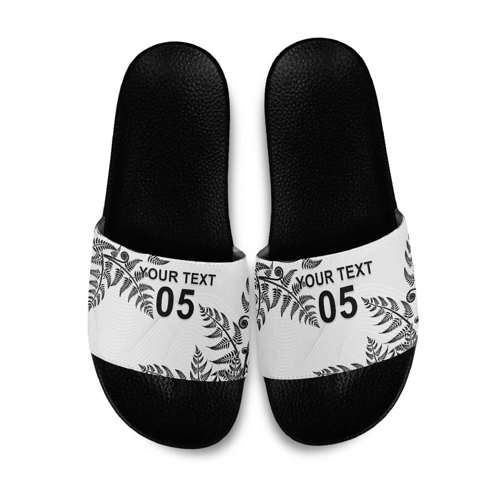 Custom New Zealand Football Slide Sandals Aotearoa Pride LT05 White - Polynesian Pride