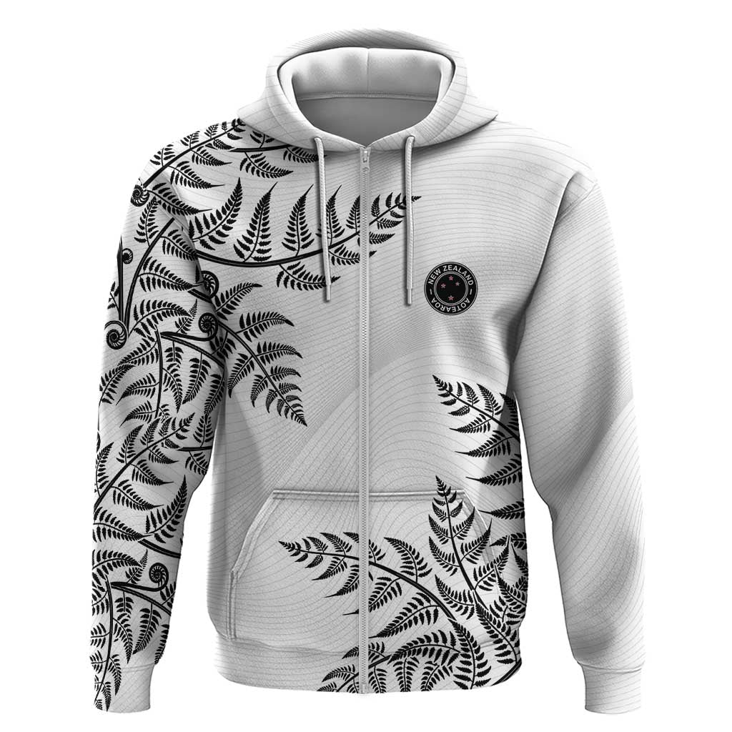 Custom New Zealand Football Zip Hoodie Aotearoa Pride LT05 Zip Hoodie White - Polynesian Pride