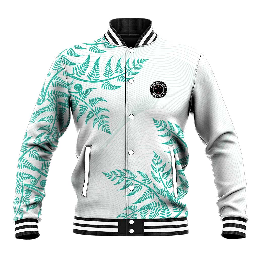 Custom New Zealand Football Baseball Jacket Aotearoa Pride Aqua Version LT05 Unisex Aqua - Polynesian Pride