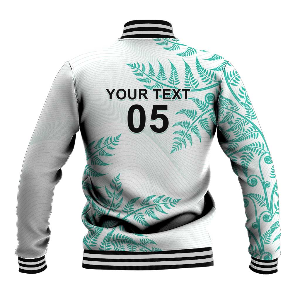 Custom New Zealand Football Baseball Jacket Aotearoa Pride Aqua Version LT05 - Polynesian Pride