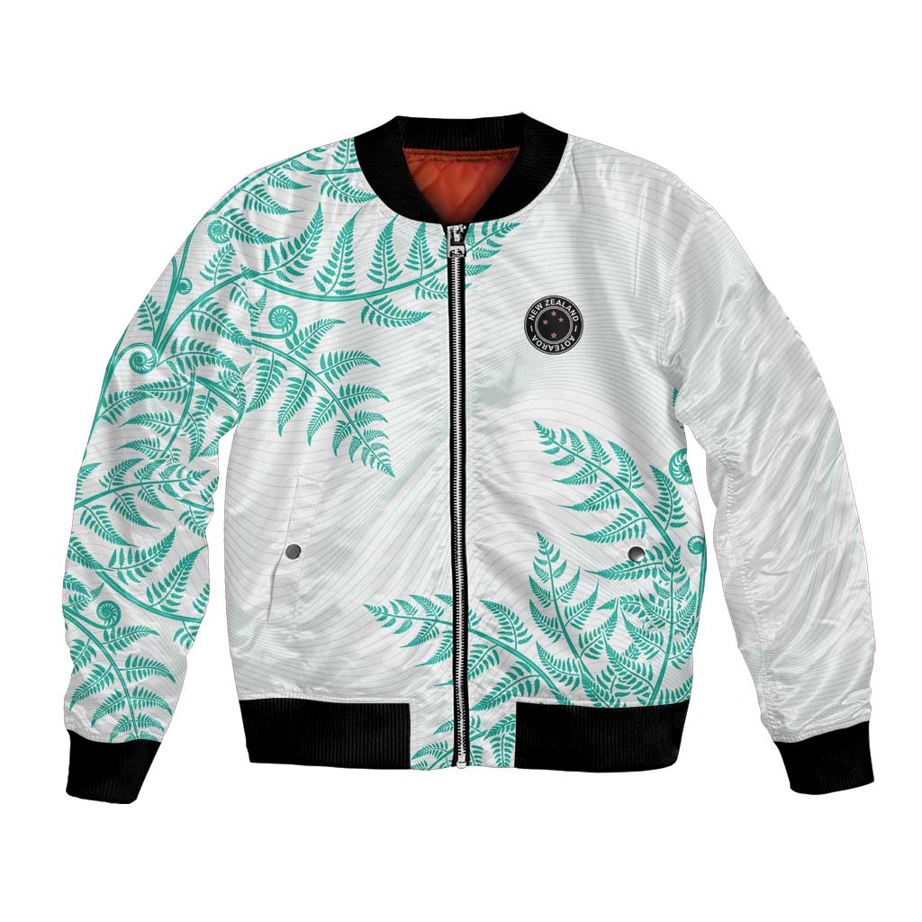 Custom New Zealand Football Bomber Jacket Aotearoa Pride Aqua Version LT05 Unisex Aqua - Polynesian Pride