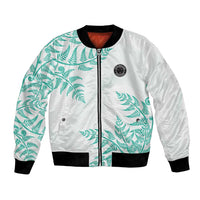 Custom New Zealand Football Bomber Jacket Aotearoa Pride Aqua Version LT05 Unisex Aqua - Polynesian Pride