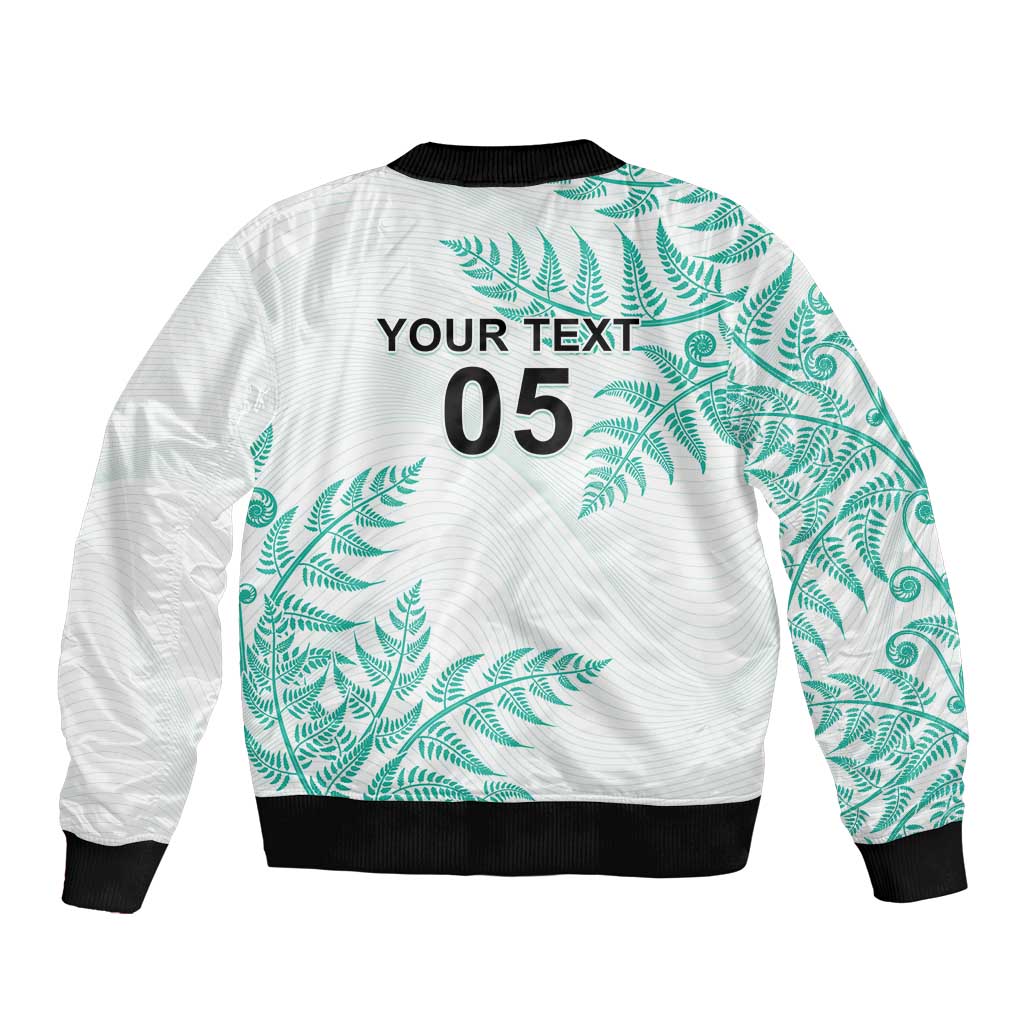 Custom New Zealand Football Bomber Jacket Aotearoa Pride Aqua Version LT05 - Polynesian Pride