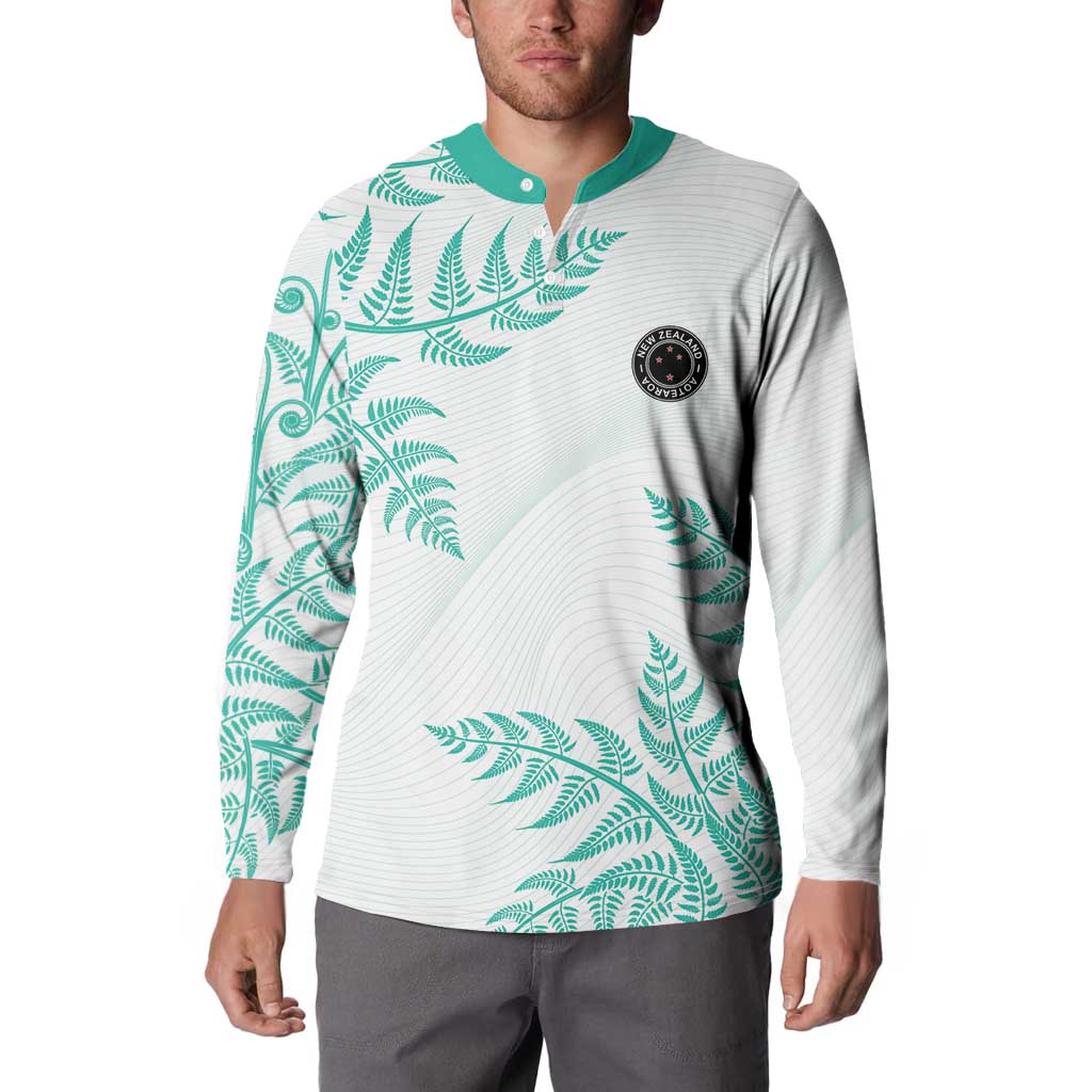 Custom New Zealand Football Button Sweatshirt Aotearoa Pride Aqua Version LT05 - Polynesian Pride